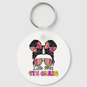 Little Miss Fourth 4th Grade Girl Messy Bun Ck To Key Ring
