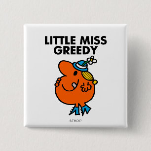 Little Miss Greedy Licking Her Lips 15 Cm Square Badge