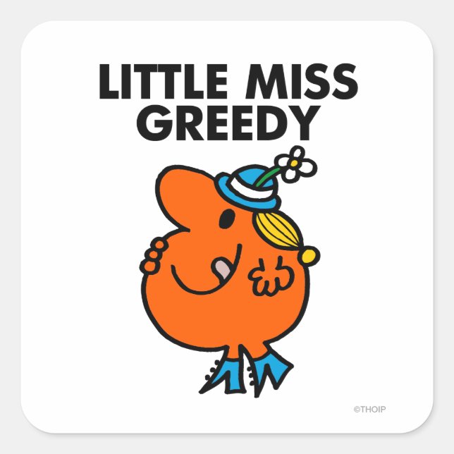 Little Miss Greedy Licking Her Lips Square Sticker (Front)