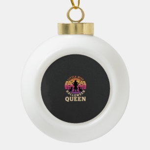 Little Miss Halloween Queen Witch Cat Design_1 Ceramic Ball Christmas Ornament