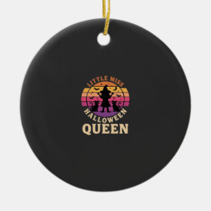 Little Miss Halloween Queen Witch Cat Design_1 Ceramic Tree Decoration