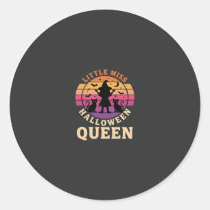 Little Miss Halloween Queen Witch Cat Design_1 Classic Round Sticker