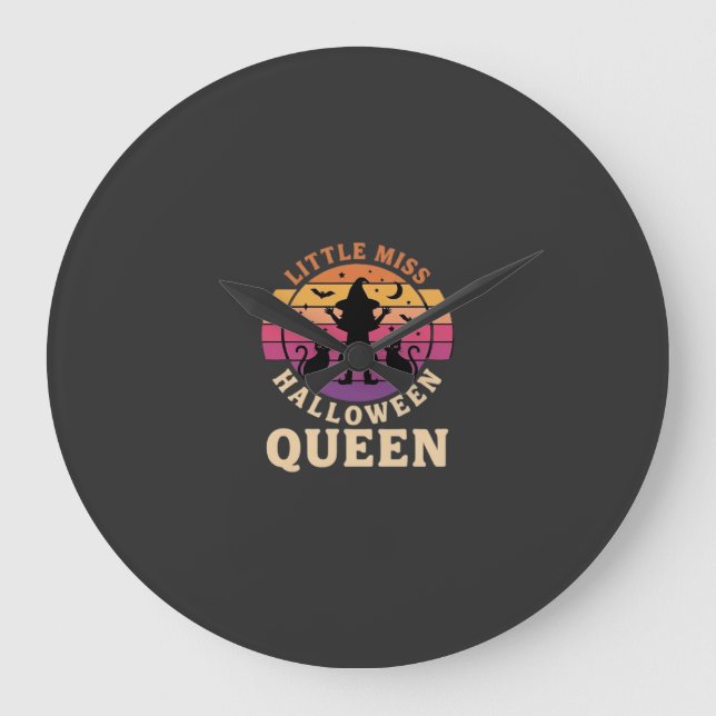 Little Miss Halloween Queen Witch Cat Design_1 Large Clock (Front)