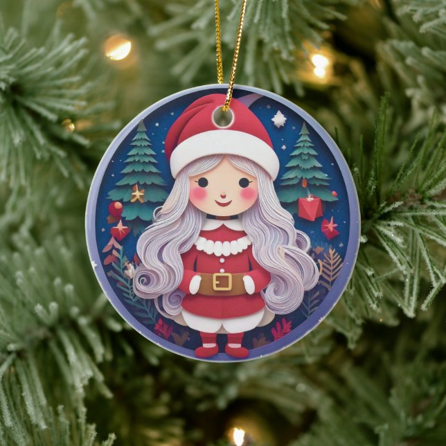 Little Miss Holly Paper-Cut Ornament (Tree)