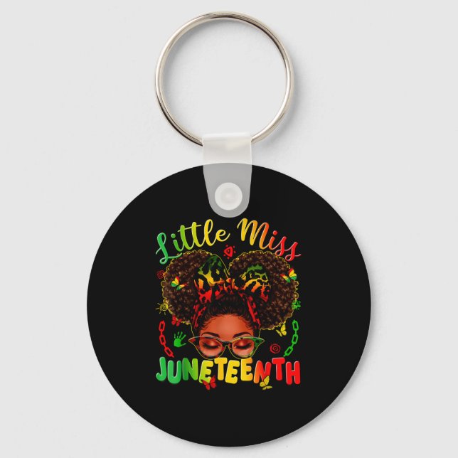Little miss juneteenth afro pride black afro hair key ring (Front)