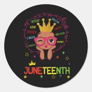 Little Miss Juneteenth Shirt Girl Toddler Black Hi Classic Round Sticker