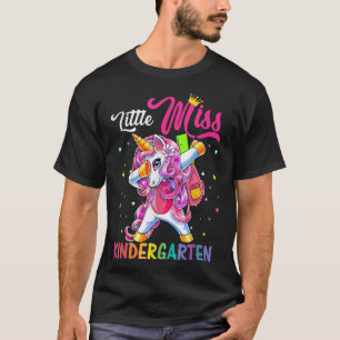Little Miss Kindergarten Dabbing Unicorn Back To S T-Shirt