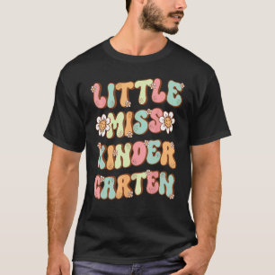 Little Miss Kindergarten Flowers Groovy Retro Back T-Shirt