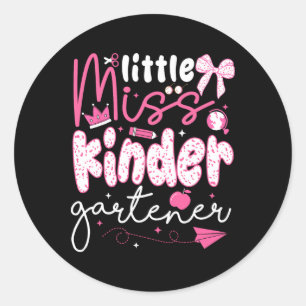 Little Miss Kindergartener Coquette Back To School Classic Round Sticker