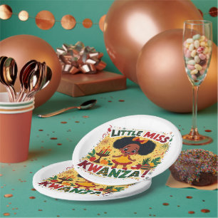 Little Miss Kwanza Afro American Kwanaz heritage Paper Plate