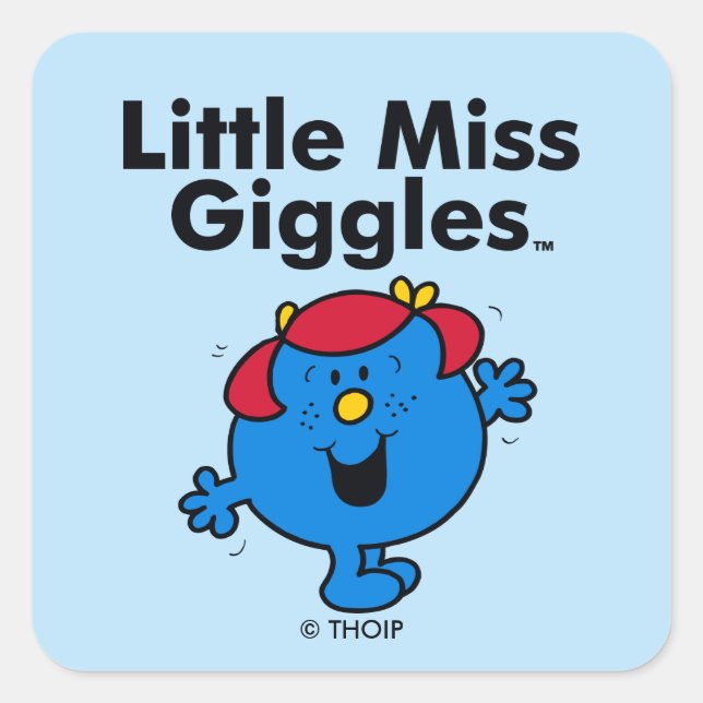 Little Miss | Little Miss Giggles Likes To Laugh Square Sticker (Front)