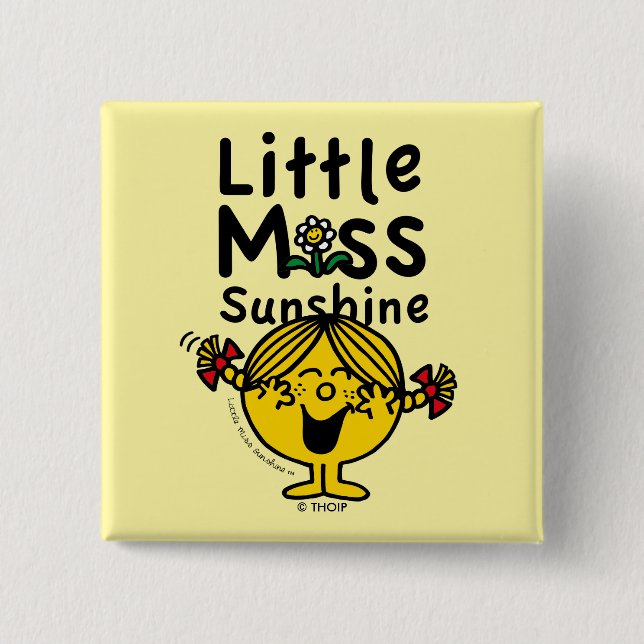 Little Miss | Little Miss Sunshine Laughs 15 Cm Square Badge (Front)
