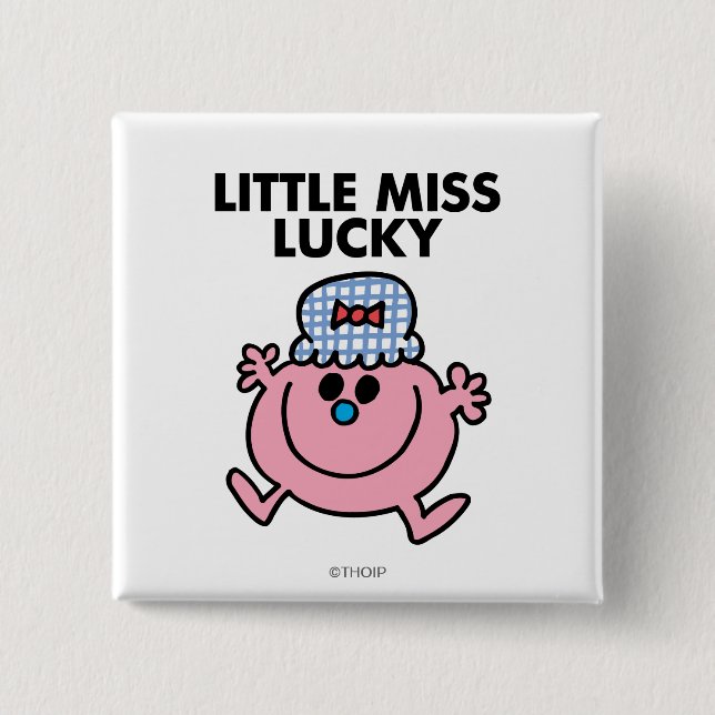 Little Miss Lucky | Black Lettering 15 Cm Square Badge (Front)