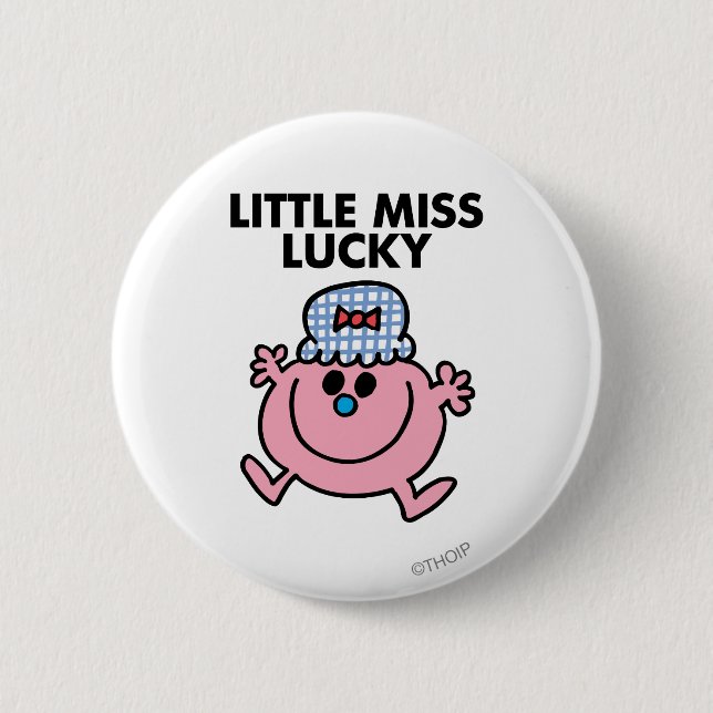 Little Miss Lucky | Black Lettering 6 Cm Round Badge (Front)