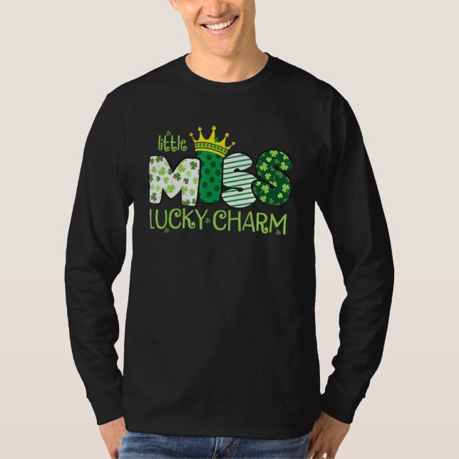 Little Miss Lucky Charm Shamrock C St Patricks Day T-Shirt (Front)