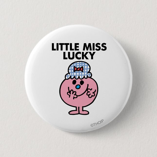 Little Miss Lucky Hiding Her Mouth 6 Cm Round Badge (Front)