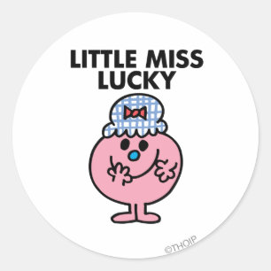 Little Miss Lucky Hiding Her Mouth Classic Round Sticker