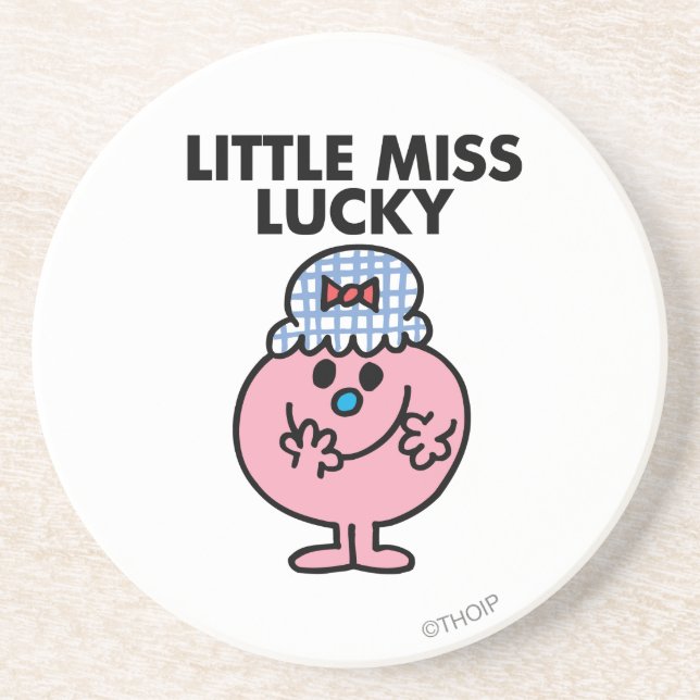 Little Miss Lucky Hiding Her Mouth Coaster (Front)