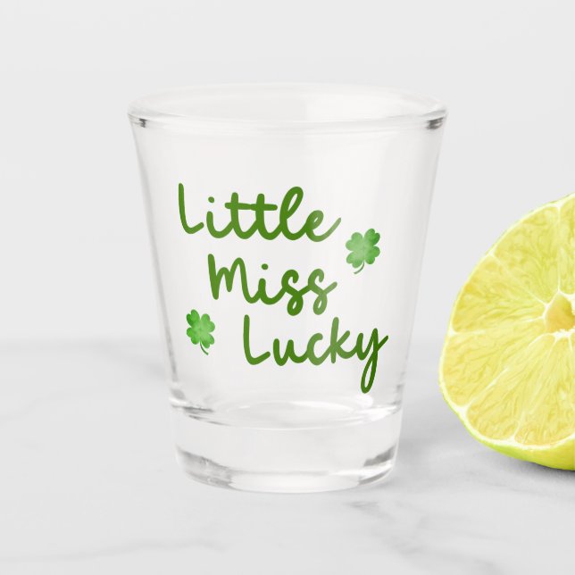 Little Miss Lucky St Patrick's Day Green Shot Glass (Front)