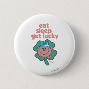 Little Miss Lucky's Motto   Green clover 6 Cm Round Badge