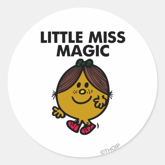 Little Miss Magic | Black Lettering Classic Round Sticker (Front)