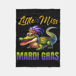 Little Miss Mardi Gras Alligator Mardigator Cute K Fleece Blanket
