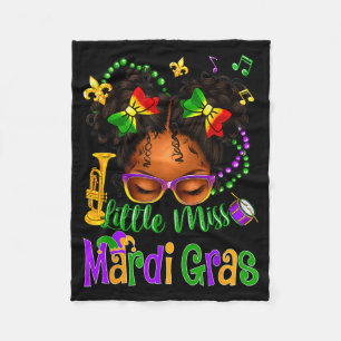 Little Miss Mardi Gras Bow Girls Kids New Orleans  Fleece Blanket