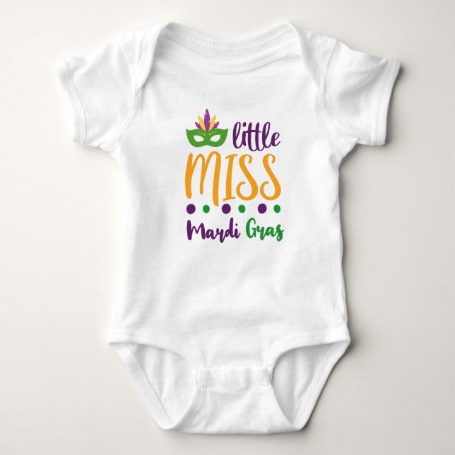 Little Miss Mardi Gras // Fun Cute Baby Bodysuit (Front)