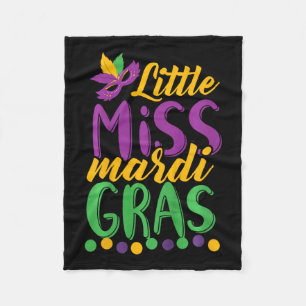 Little Miss Mardi Gras Funny Mardi Gras 2020 Fleece Blanket