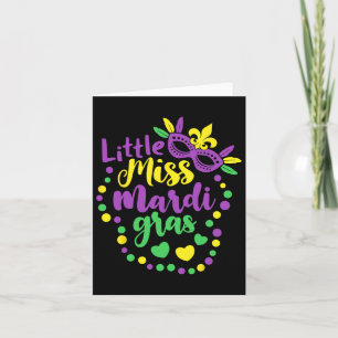 Little Miss Mardi Gras Funny Mardi Gras 2024 Kids  Card