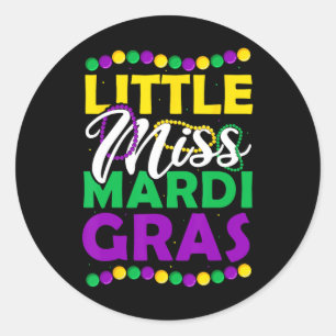 Little Miss Mardi Gras Kids Carnival Apparel  Classic Round Sticker