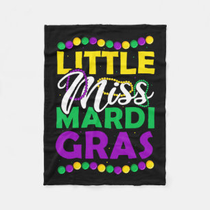 Little Miss Mardi Gras Kids Carnival Apparel  Fleece Blanket