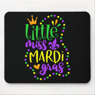 Little Miss Mardi Gras Kids Carnival Apparel Girls Mouse Pad