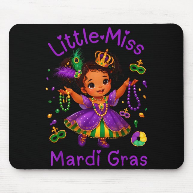 Little Miss Mardi Gras Messy Bun Girls Kids New Or Mouse Pad (Front)