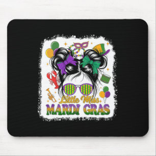 Little Miss Mardi Gras Messy Bun Kids Youth Girls Mouse Pad