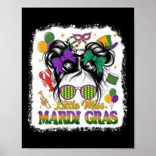 Little Miss Mardi Gras Messy Bun Kids Youth Girls Poster