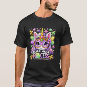 Little Miss Mardi Gras Princess Unicorn Girls Kids T-Shirt