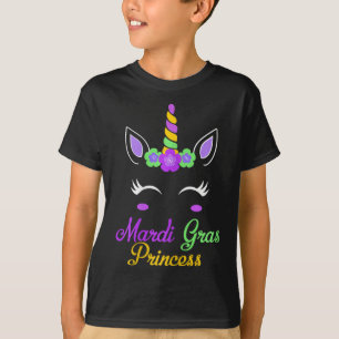 Little Miss Mardi Gras Princess Unicorn Girls Kids T-Shirt