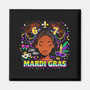 Little Miss Mardi Gras Six Seven 67 Meme _3  Magnet