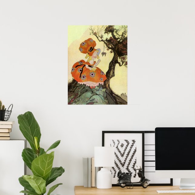 Little Miss Muffet & Spider, Vintage Mother Goose Poster (Home Office)