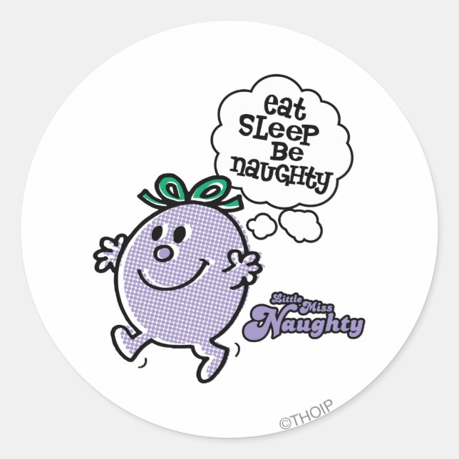 Little Miss Naughty's Three Step Plan Classic Round Sticker (Front)