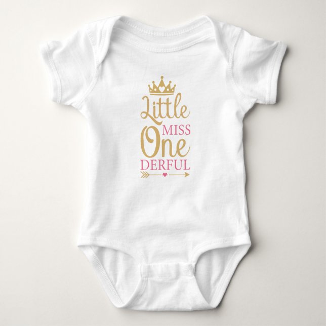 Little Miss Onederful 1st Birthday Baby Bodysuit (Front)