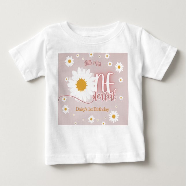 Little Miss Onederful 1st Birthday Baby T-Shirt (Front)