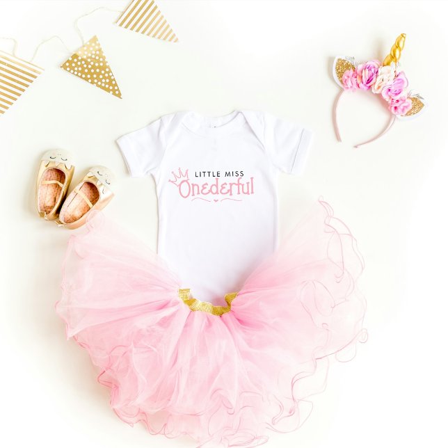 Little miss Onederful 1st birthday Baby T-Shirt Bodysuit (Creator Uploaded)