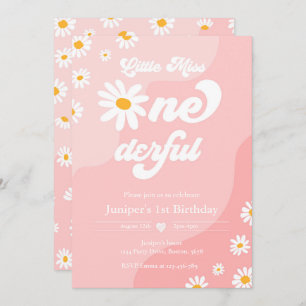 Little Miss ONEderful 1st Birthday Boho Daisy Invitation