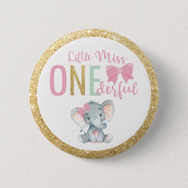 Little Miss ONEderful 1st Birthday Guest of Honor 6 Cm Round Badge (Front)