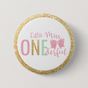 Little Miss ONEderful 1st Birthday Guest of Honour 6 Cm Round Badge