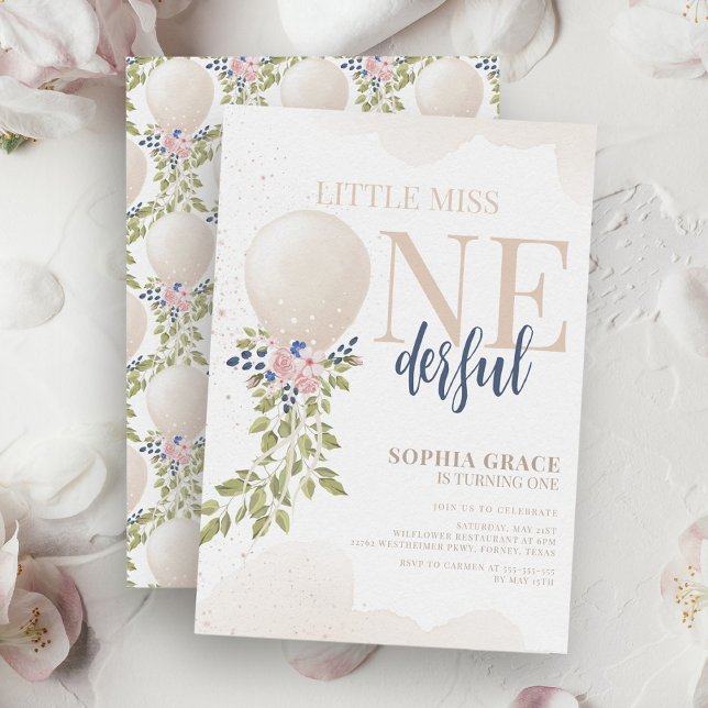Little Miss Onederful 1st Birthday Party Girl Invitation (Creator Uploaded)