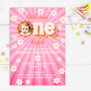 Little Miss ONEderful 1st Birthday Photo Invitatio Invitation