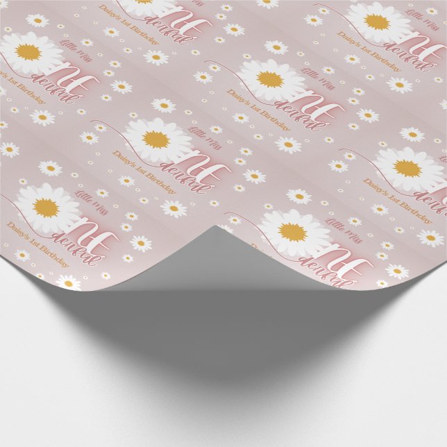 Little Miss Onederful 1st Birthday Wrapping Paper (Corner)